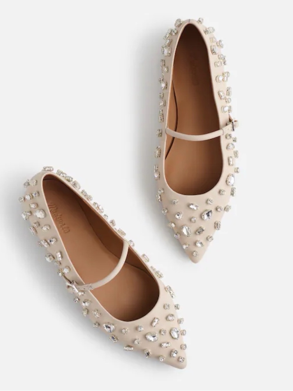Madewell Elsie Mary Jane Rhinestone Flats in Ecru